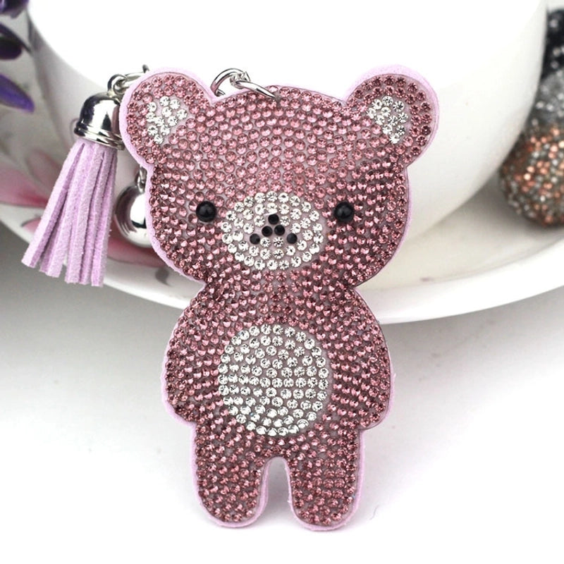 5 Pieces Cute Bear Flannel Diamond Women’s Keychain