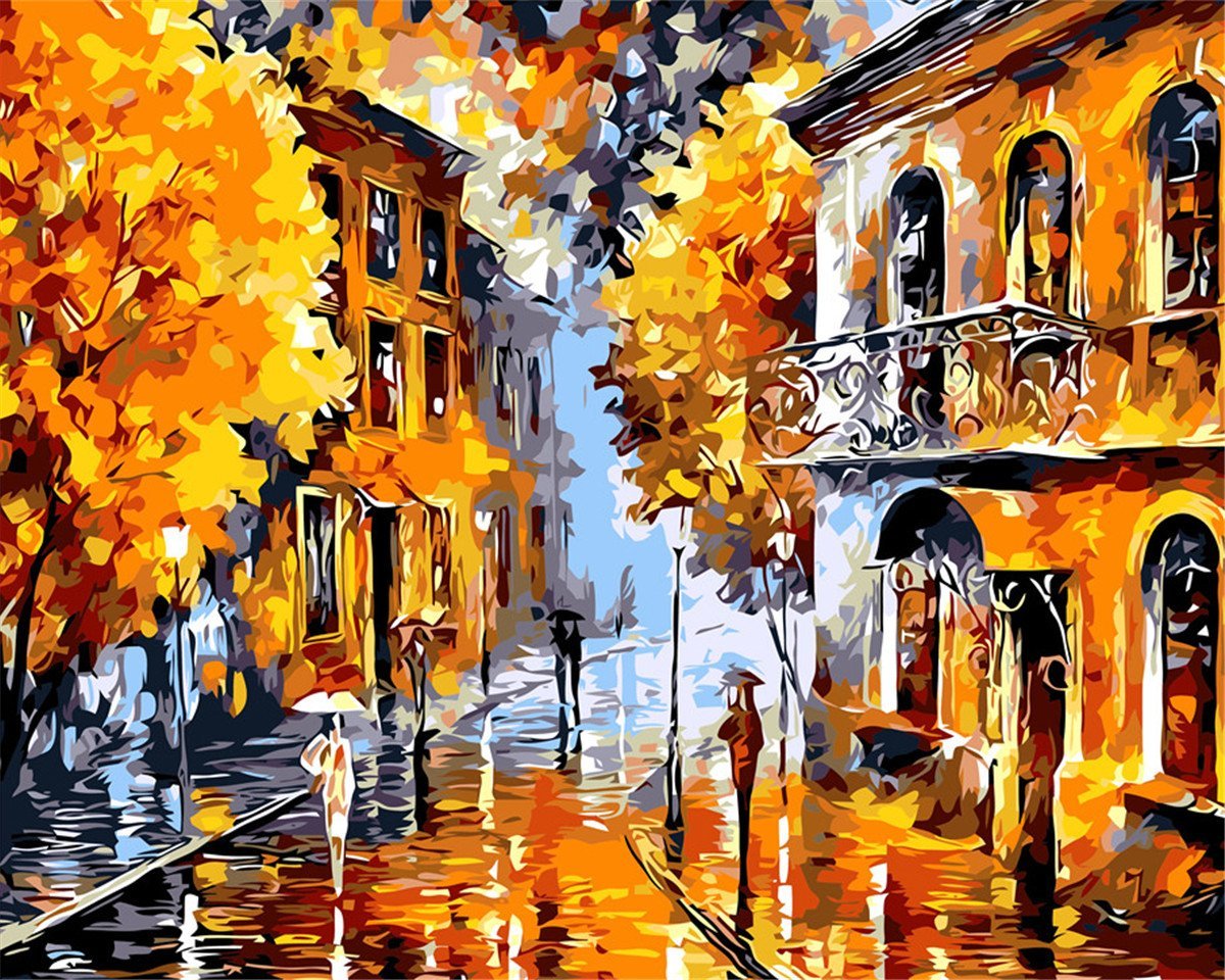 DIY Painting By Numbers Pedestrians on the street