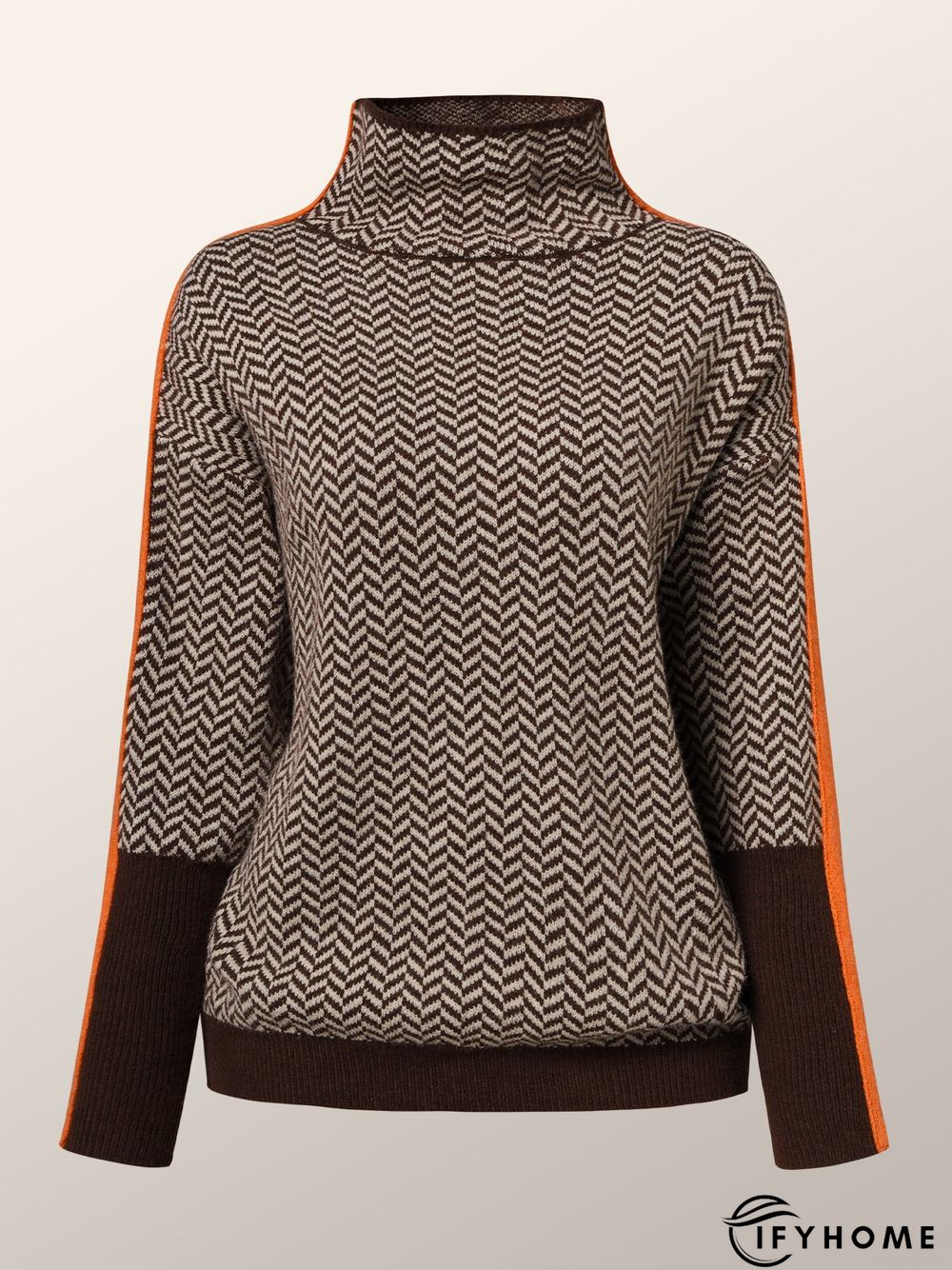 Coffee Long sleeve Turtleneck Daily Regular Fit Sweater | IFYHOME