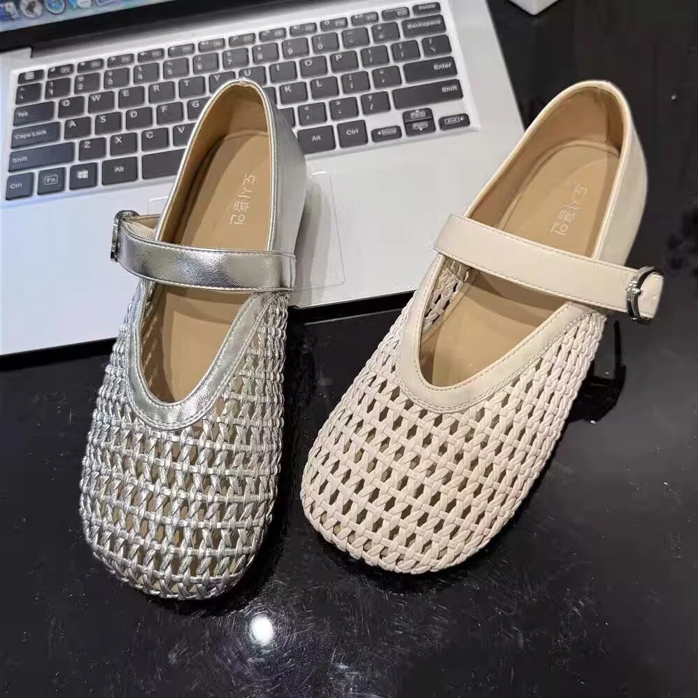 Yyvonne Hollow Sandals Soft Soles Mary Jane Mouth Single Shoes 2025 New Explosive Women's Pedaled Lazy Shoes