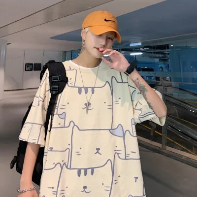 Short Sleeve Streetwear Loose T Shirt Men'S 2021 Summer Classic Print Tshirt Top Tees Casual Clothes Plus OverSize M-5XL O NECK