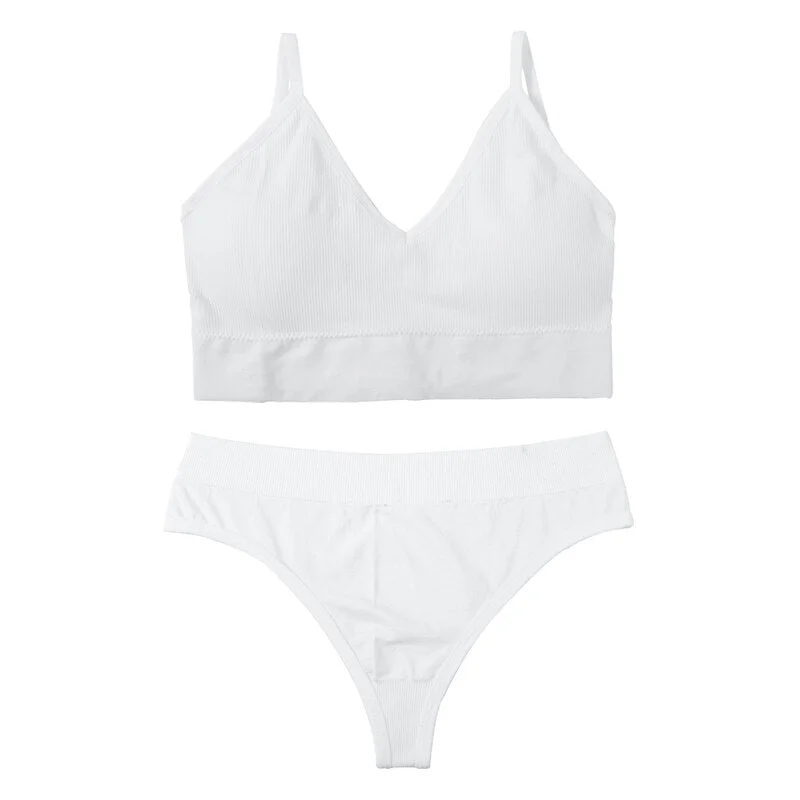 Women Push Up Bra Set Sexy Thong Low Waist Panties Meet'r Wire Free Bralette Lingerie Pad Brassiere Cotton Female Underwear Set