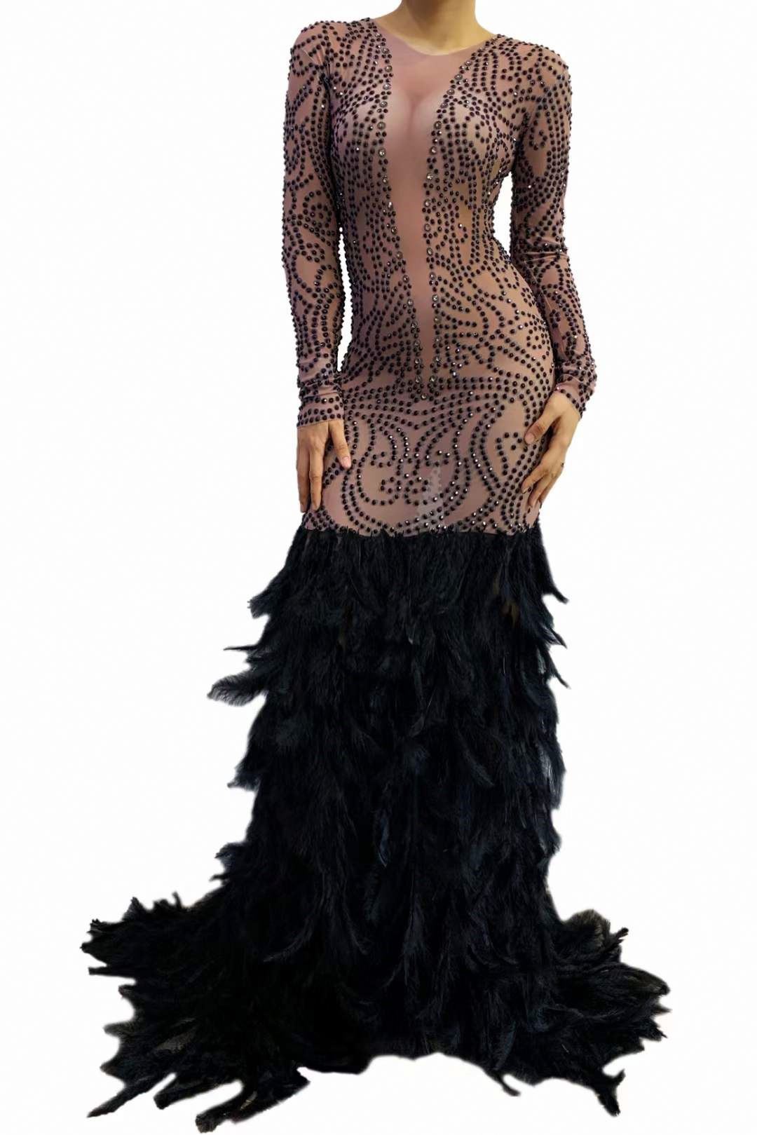 GOOSHOE Vestidos Mujer Vestido De Dama For Knitting Dress Rhinestone Bodysuit Dresses