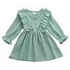 Kid Baby Girl Ruffles Solid  Linen Casual Dresses