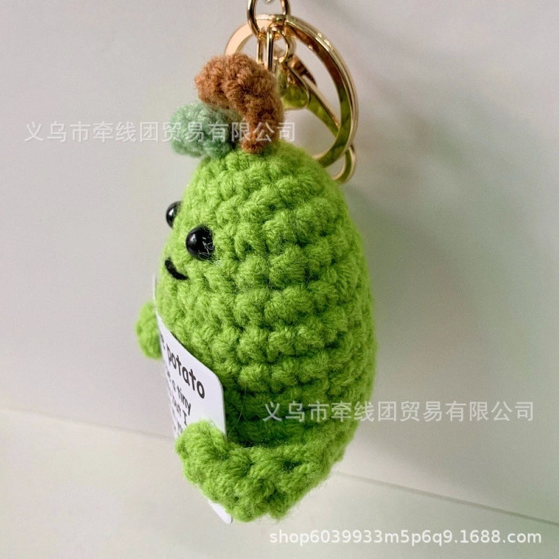 New Wool Cucumber 7cm Potato Funny Expression Bag Keychain Hand-crocheted Pineapple Hanging Pendant