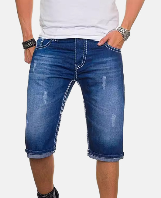 Casual Elastic Denim Ripped Washed Capri Jeans