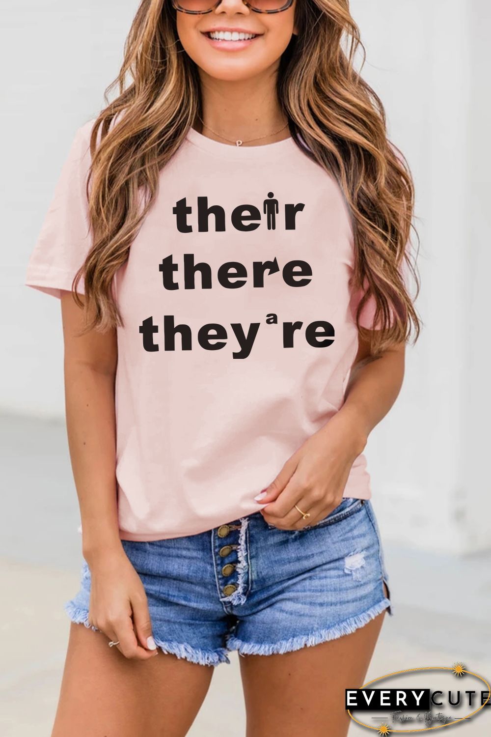 Pink Short Sleeve Letters Graphic T-shirt