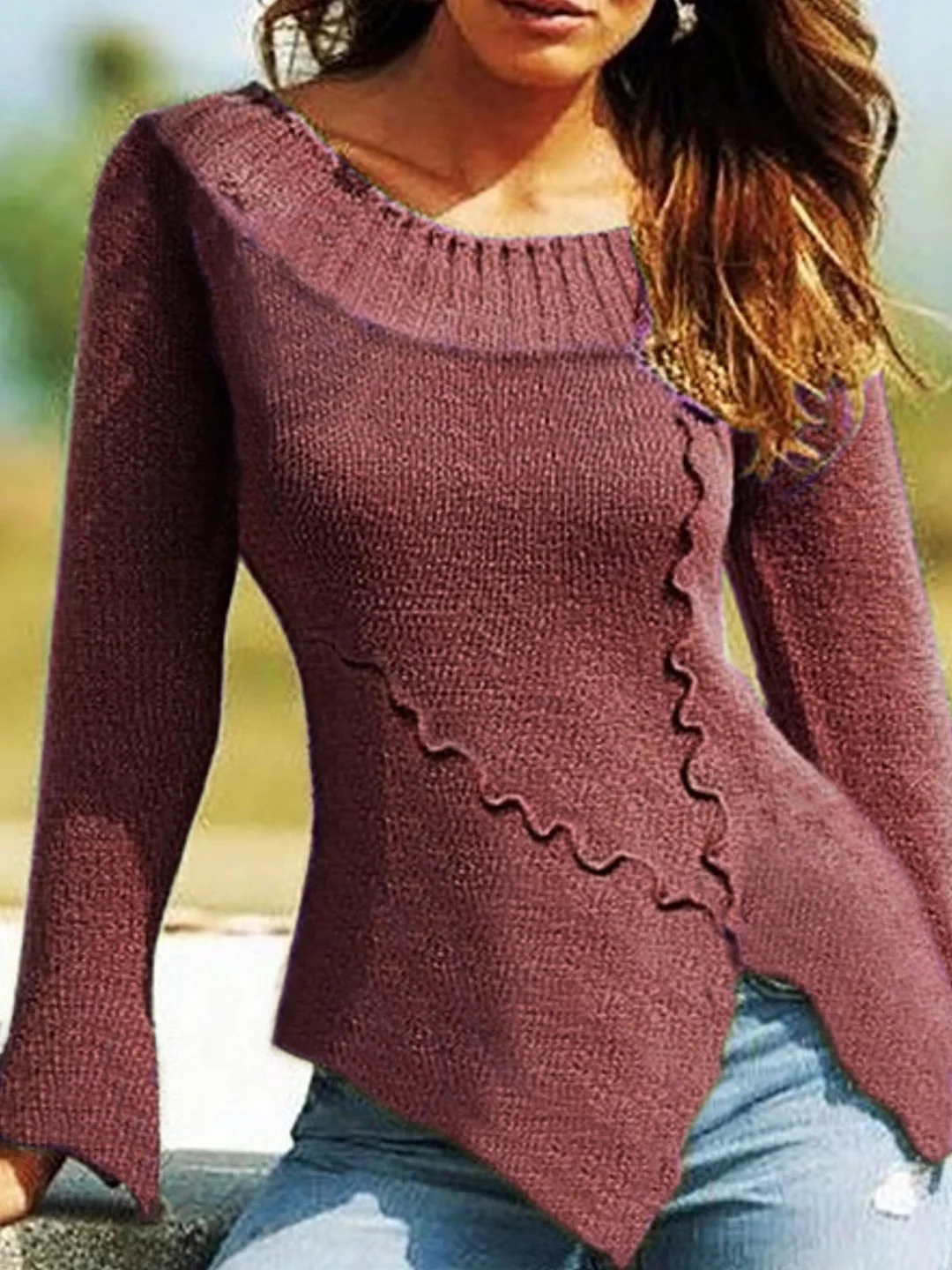 European and American large size retro casual irregular sweater