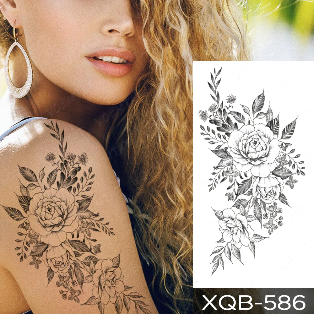 Sdrawing Temporary Tattoo Sticker Henna Mehndi Totem Flash Tatto Lotus Flower Hand Fingers Body Art Arm Fake Tatoo Men Women