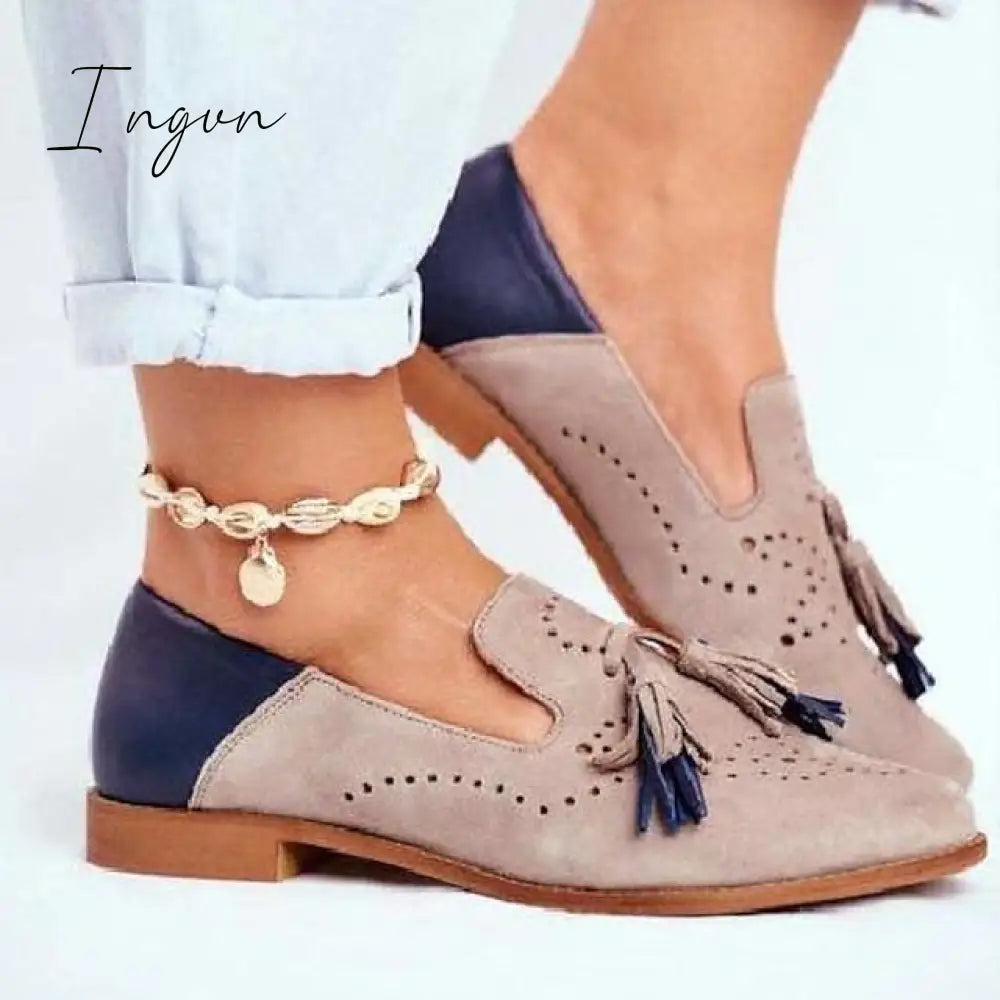 Ingvn - Women’s Flats Oxfords Slip-Ons Plus Size Loafer Mules Office Daily Summer Embroidery Low