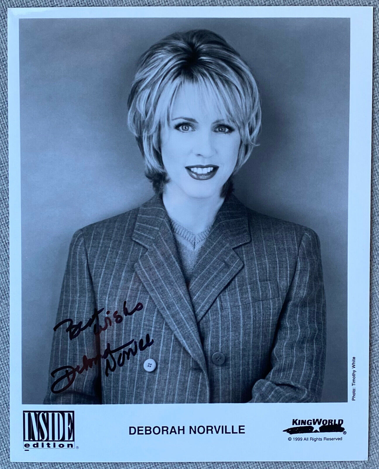 Inside Edition Deborah Norville Signed IP 8x10 B&W Promo Press Photo Poster painting - Authentic