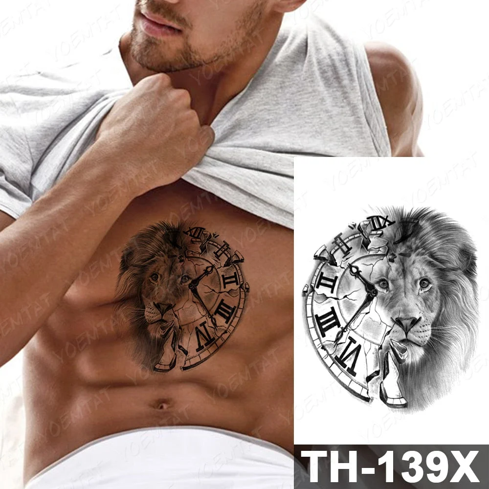 Forest Shadow Wolf Temporary Tattoo Sticker For Men Women Owl Lion Waterproof Fake Henna Tiger Animal Body Art Tatoo Decal