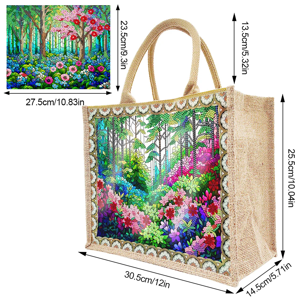 [Upgrade - Waterproof Bag]DIY Green Garden Diamond Painting Tote Bag Replaceable Canvas for Women Adults