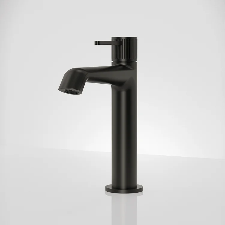 EVERSTEIN Modern Industrial Bathroom Sink Faucet in Matte Black 