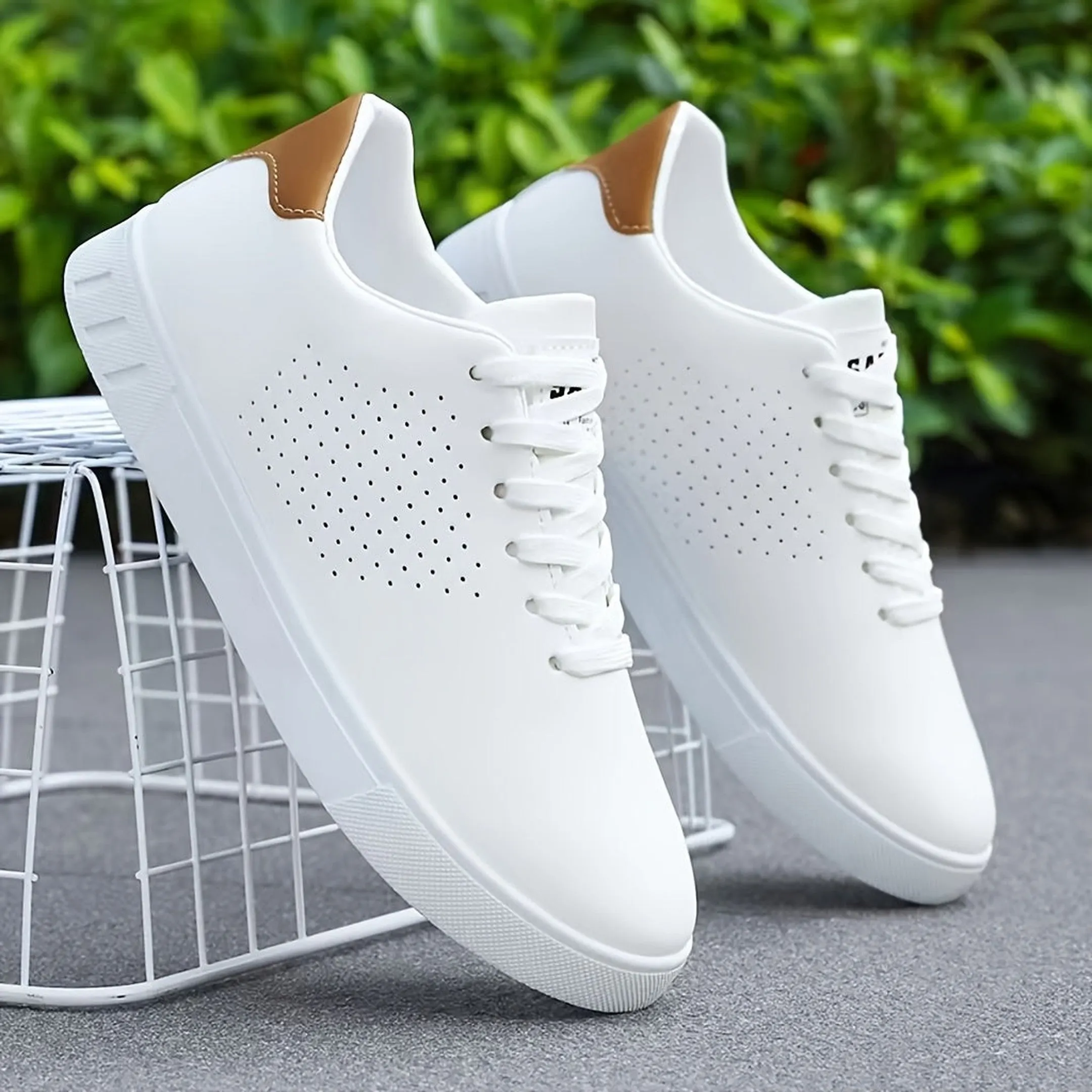 Men's Perforated Court Trainers &ndash; Minimalist Everyday Sneakers