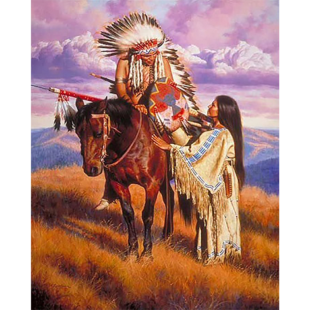 Native-Indian-Paint by Numbers-16"x20"/40x50cm