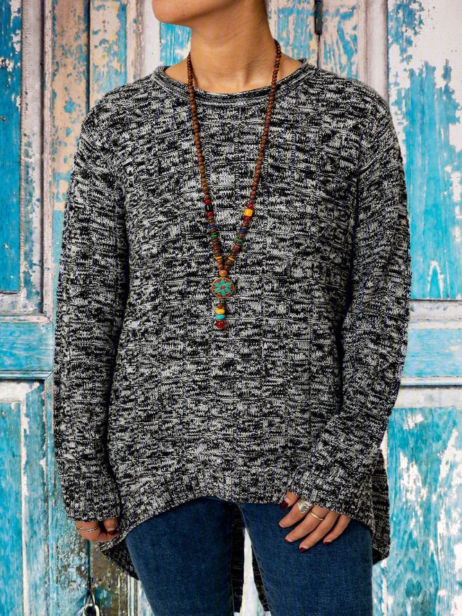 Casual Long Sleeve Crew Neck Sweater