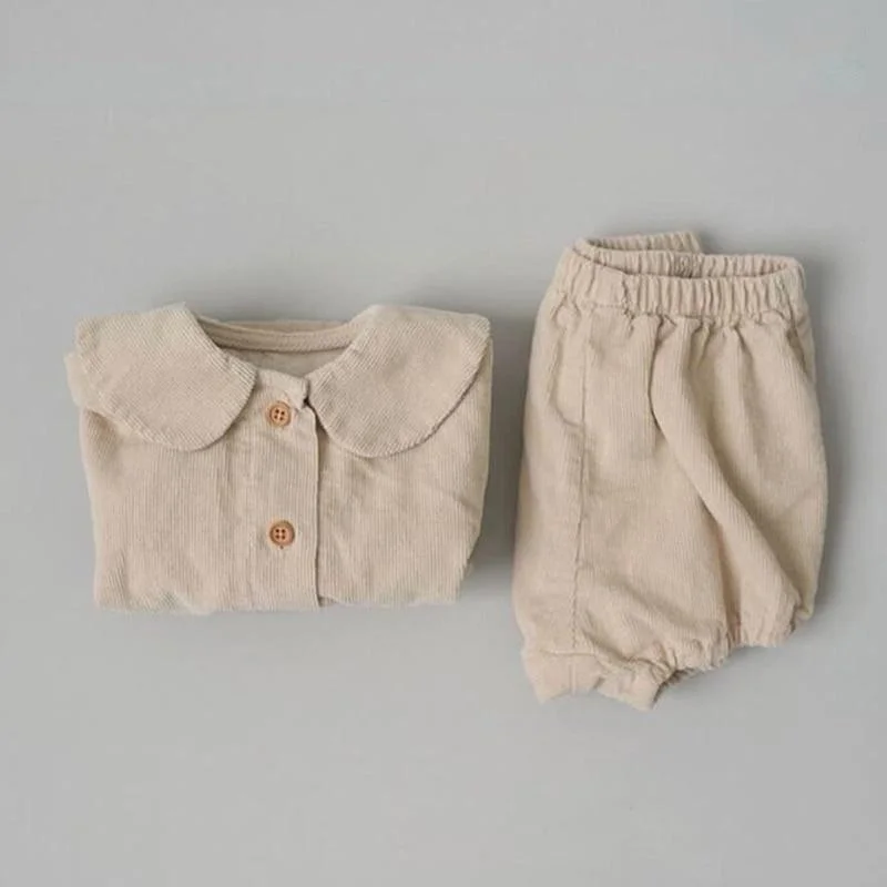 Kids Clothing Set Corduroy Coat and Shorts 2 pcs Girls Outfit 2021 Spring New Baby Girls Clothing Set
