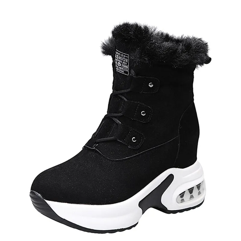 Women Snow Boots Ladies Shoes Winter Plush Warm Internal Increase Platform Female Ankle Boots Zipper Fashion Shoe Woman New 2022