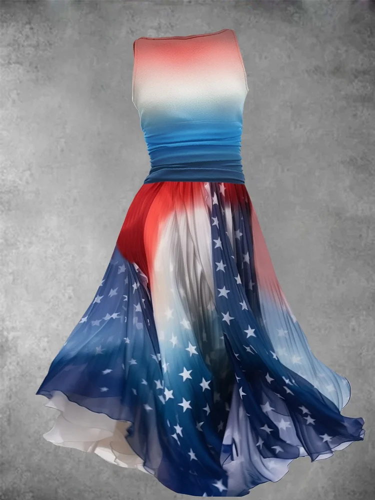 Women's American Flag Art Design Maxi Dress