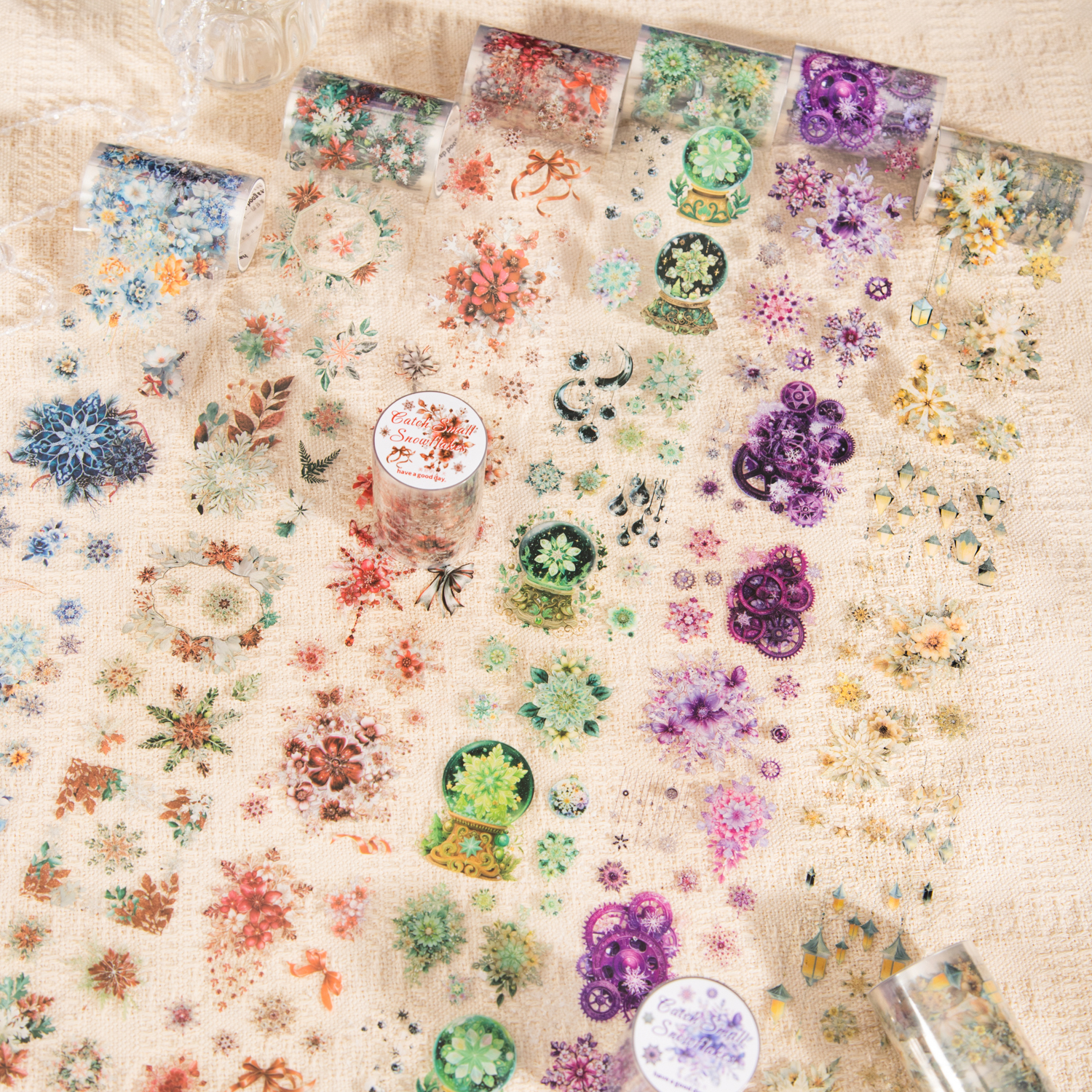 PET 테이프 - 60mm*200cm 작은 눈송이 시리즈 빈티지 눈꽃 캡처