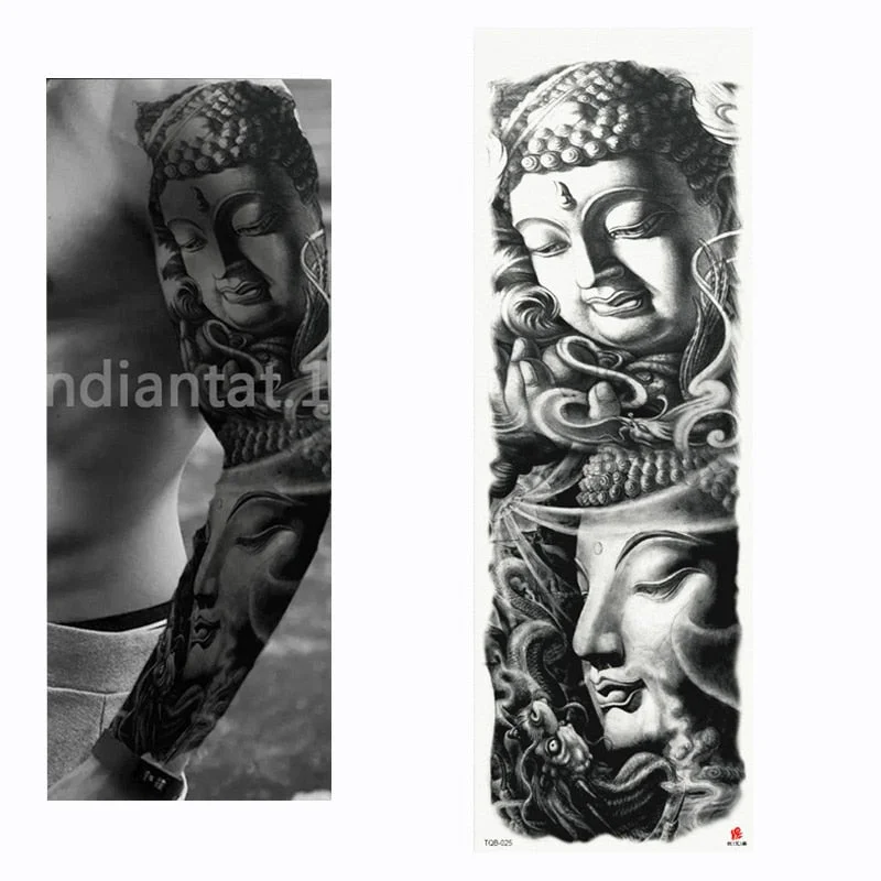 2018 New Full Flower Arm Tattoo Sticker Skeletons and Roses Temporary Body Paint Water Transfer Tattoo Sleeve