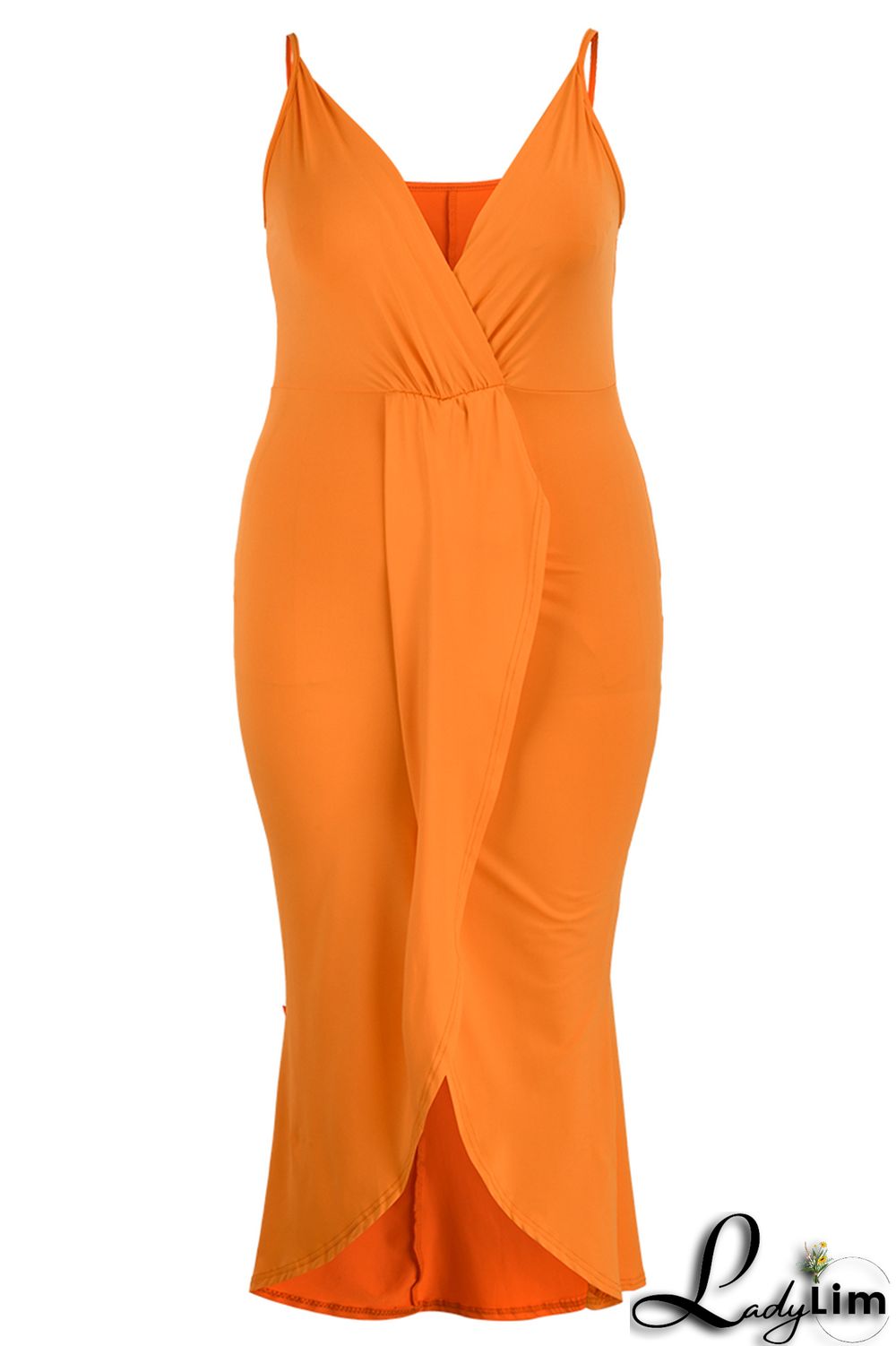 Black Fashion Sexy Plus Size Solid Patchwork V Neck Sling Dress