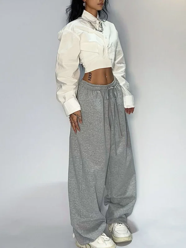 Retro loose trousers hip hop street gray casual sports trousers