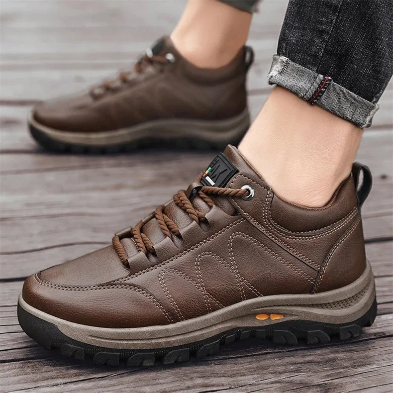 Pedaticvc Shose Men's Casual Hand Stitching Leather Arch Support Shoes