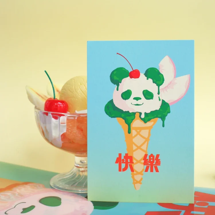 Panda Ice Cream Greeting Card