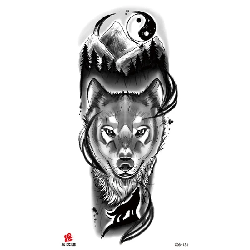 Animal Tiger dragonTemporary Tattoos Fox Wolf Eagle Fake Tatto Sticker Owl Flower Tatoo Body Armbands Men tatuajes temporales