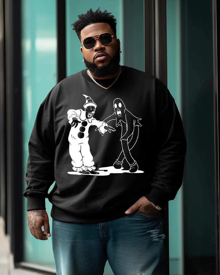 Men's Plus Size Actor Black and White Duo Retro Sweatshirt