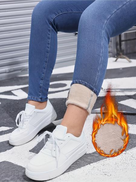 Women's High Elasticity Fleece Lined Thick Denim Jeans, Fall & Winter Fashion, Comfortable Slimming Jeans, Elegant Style Women's High Elasticity Fleece Lined Thick Denim Jeans, Fall & Winter Fashion, Comfortable Slimming Jeans, Elegant Style