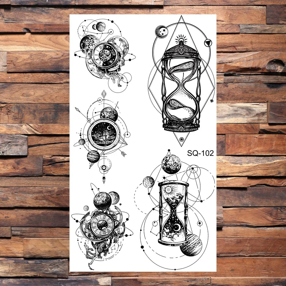 Black Butterfly Temporary Tattoos For Women Girls Realistic Eye Halloween Crown Fake Tattoo Sticker Sexy Body Arm Tatoos DIY