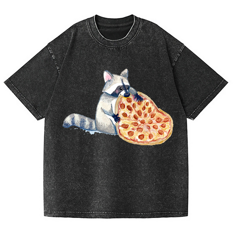 Rat Pizza Men's washed T-shirt