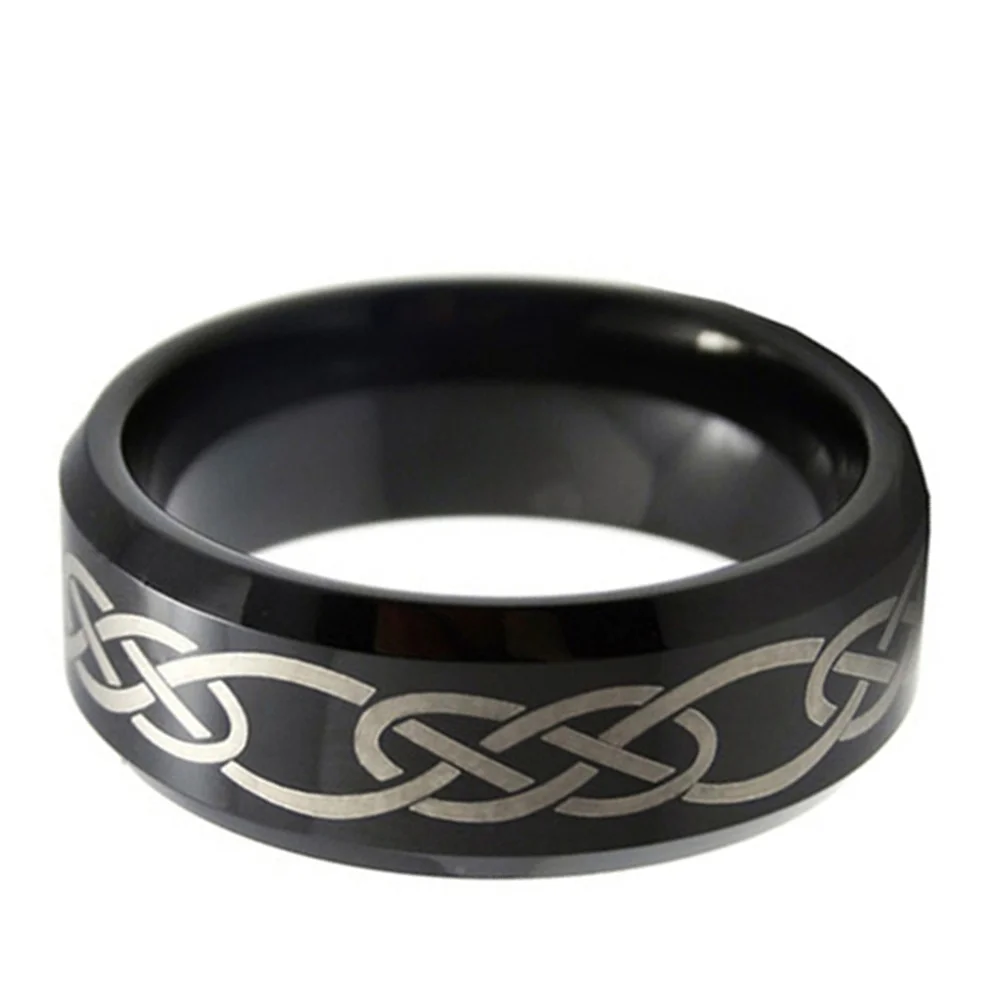 8MM Black Tungsten Carbide Celtic Jewelry Wedding Band Rings