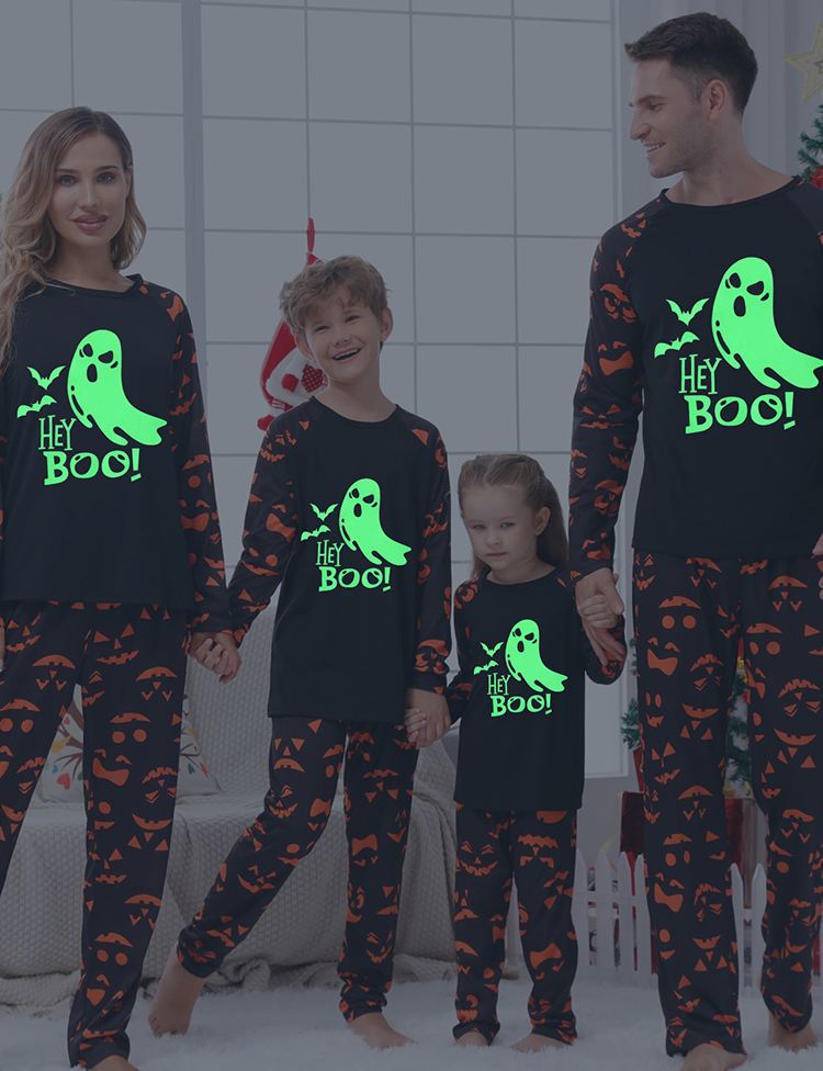 Halloween Ghost Printed Fluorescent Family Matching Pajamas