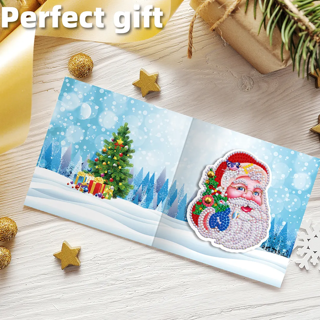 8PCS Winter Christmas DIY Diamond Painting Greeting Card Kits with Envelopes Diamond Art Greeting Cards Diamond Art Cards Kits for Adults DIY Crafts Family Friend Gifts