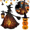 Resin Halloween Witch LED Lights Battery/USB Charging Handcrafted Stained Glass Witch Lamps Multi-Purpose Colorful Witch Desktop Statue Halloween & Year-Round Home Decor