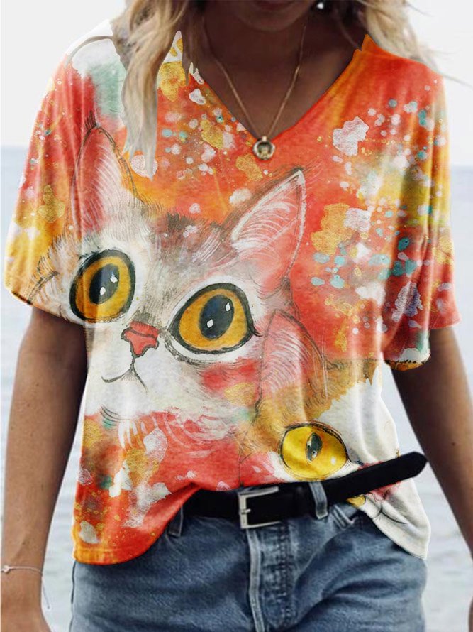 Bestdealfriday Cat Print Women's T-Shirt 10998323