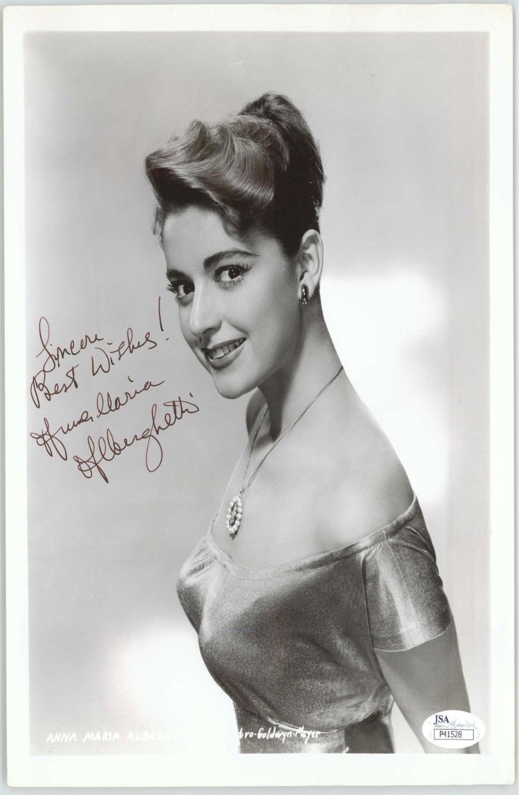 ANNA MARIA ALBERGHETTI, SEXY ITALIAN ACTRESS 8X10 SIGNED JSA AUTHEN. #P41528