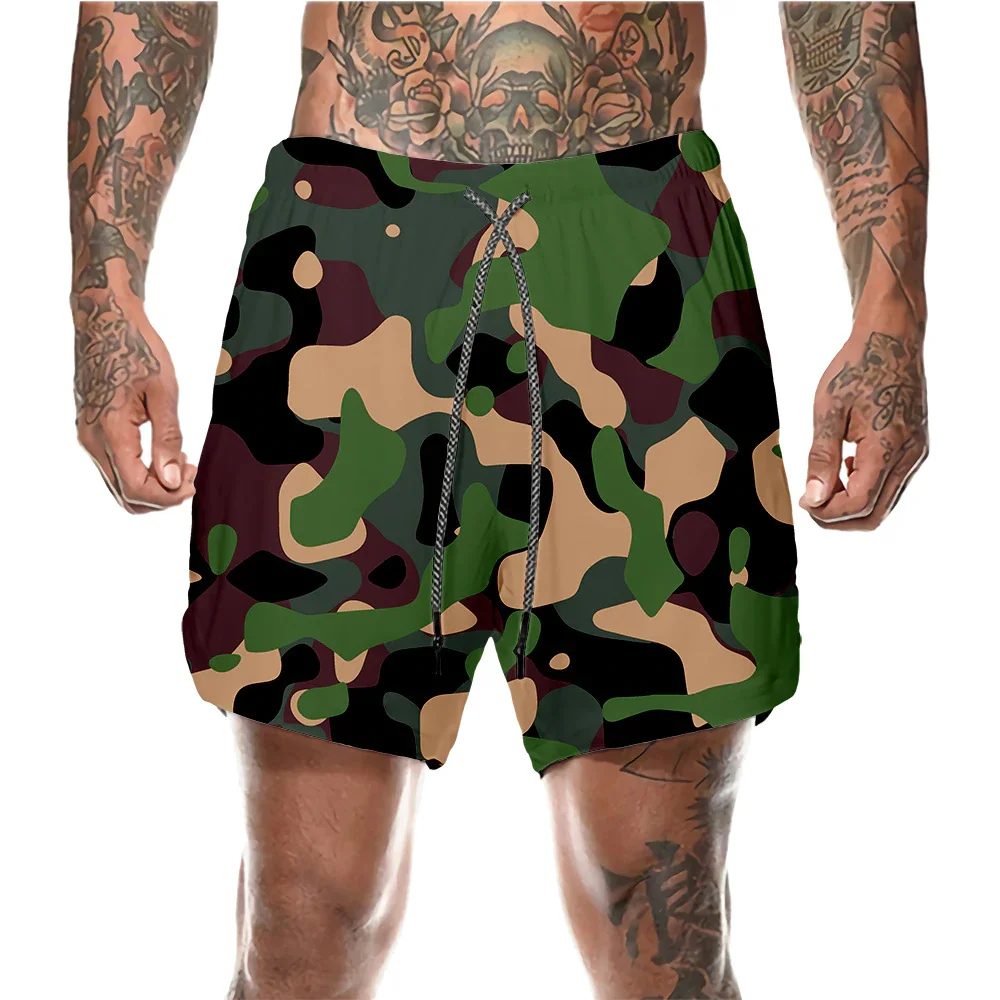 Men's Compression Liner No Chafe Olive Camouflage Swim Trunk