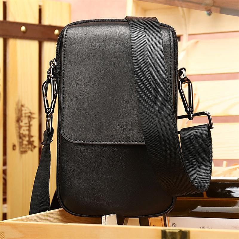 Men's Leather Belt Bag Retro Multi-Function Shoulder Bag