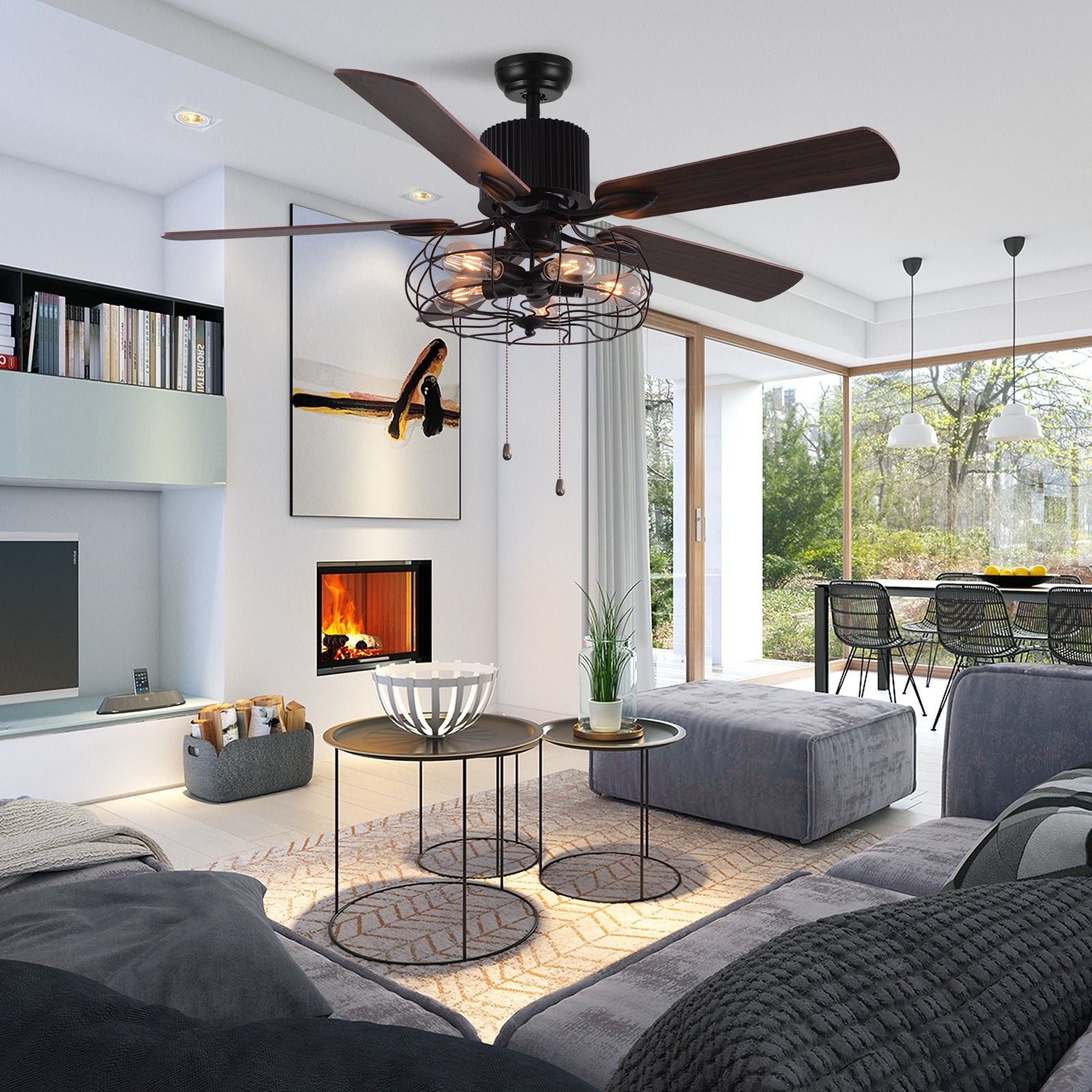 modern rustic ceiling fan with light