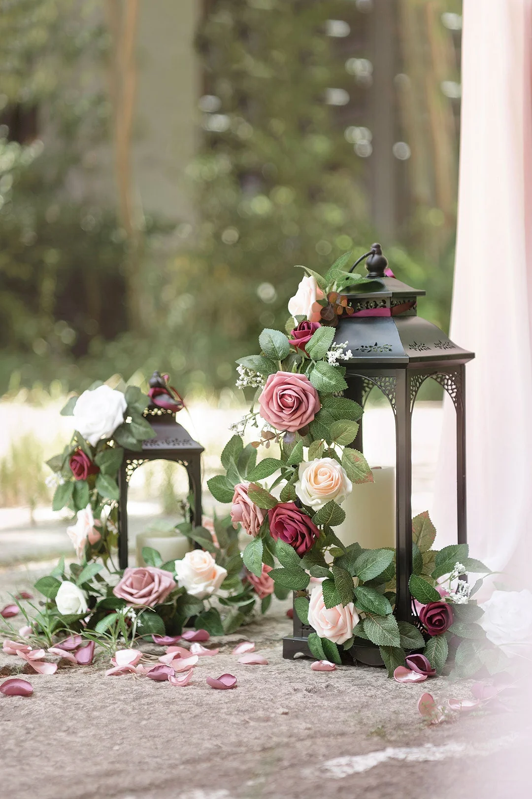 Lantern Floral Arrangements in Romantic Marsala