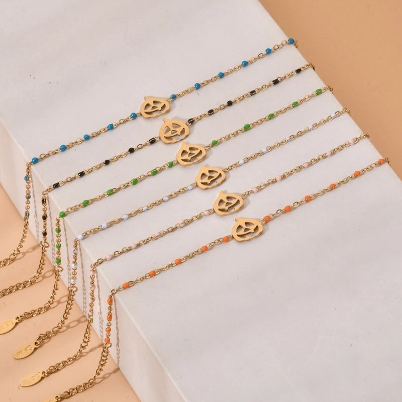 Cool Style Pumpkin Stainless Steel Plating Hollow Out Bracelets