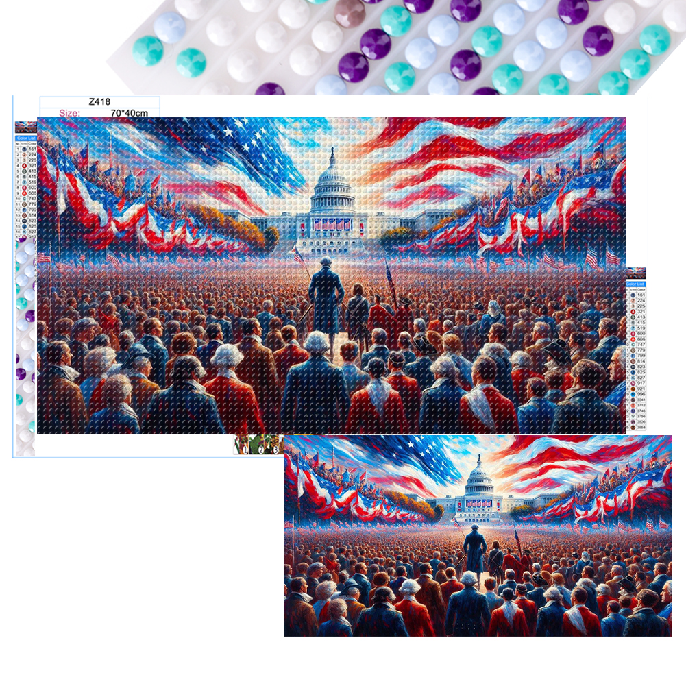 Gathering Of Thousands Of People 70*40cm(canvas) full round drill diamond painting