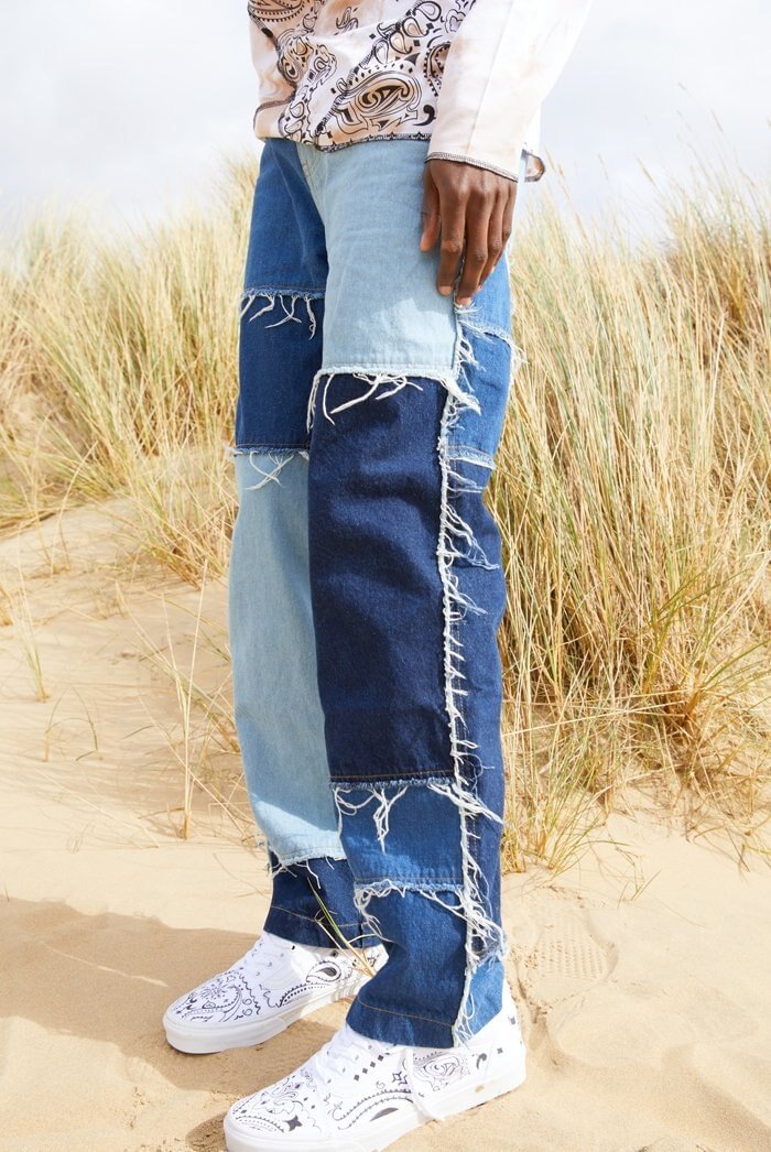 Men's Streetwear Retro Patchwork Straight Oversized Jeans-VESSFUL