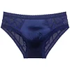 Men's Sexy Transparent Ice Silk Hollow Lace Thin U-convex Briefs