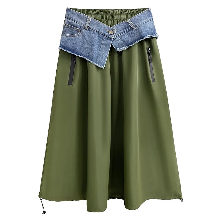 Personalized Splicing Elastic Waist Skirt
